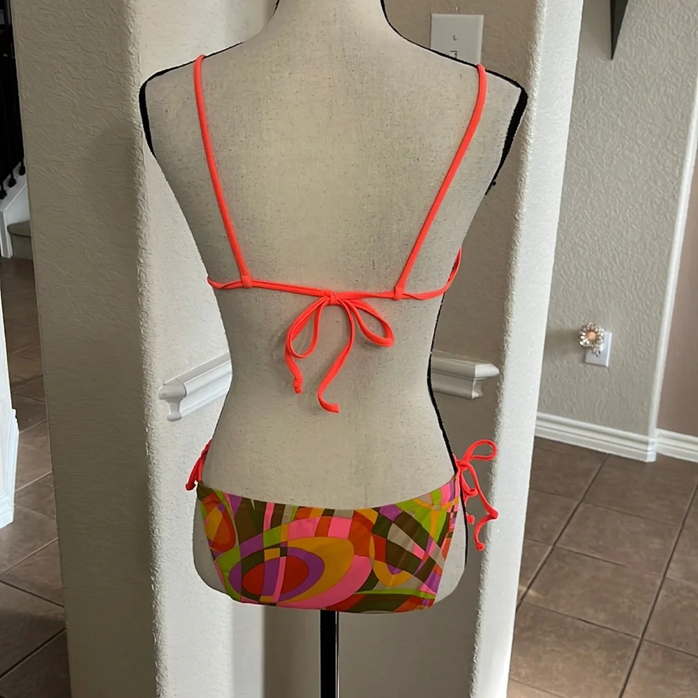 J. Crew Shattered Swirl triangle bikini bright multicolored swimsuit Size XS